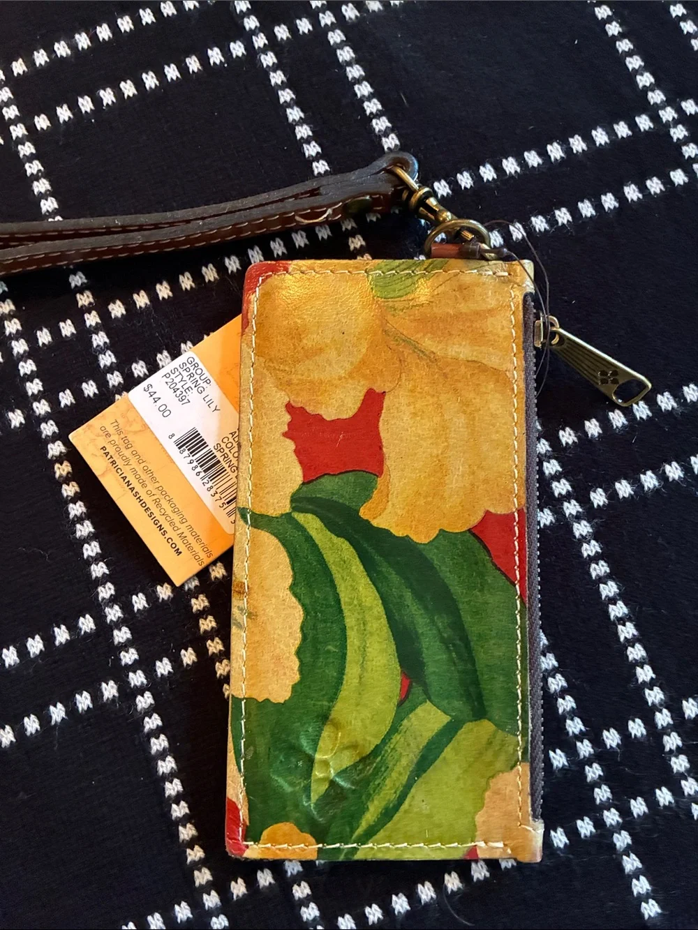 Patricia Nash NWT Almeria Spring Lily Floral Leather Wristlet Card ID Case
